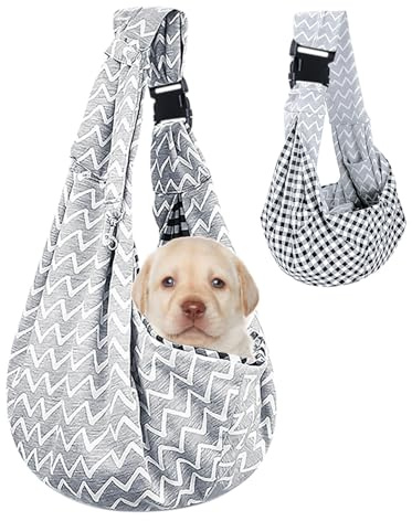 Lvjkes Tragetasche Hund, Faltbar Hunde Tragetasche, Einstellbar Hohe Kapazität Hundetragetasche, One-Shoulder, Cross-Body, Tragbar für den Außenbereich für kleine Katzen und Hunde (Gewellt Grau)