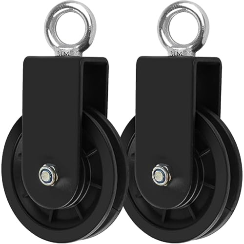 Block Umlenkrollen, Seilrolle mit U Haltebügel, 360° Kabel Pulley,für Seile DIY Gym Fitnessgeräte Kabelmaschine Drahtseilrolle,seilrolle umlenkrolle,umlenkrolle,2PCS