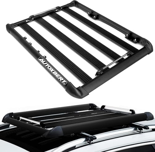 AUTOXBERT Dachkorb 127 x 96cm Universal Dachgepäckträger Auto Dachbox Gepäckträger aus Aluminium Maximale Gewichtskapazität 150kg/330lbs für Camping Grillen Autoreisen