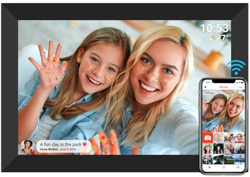 Digitaler Bilderrahmen FRAMEO WLAN 32GB Digitaler Fotorahmen 10,1 Zoll 1280x800 IPS LCD-Touchscreen Smart Cloud-Fotorahmen Mit Automatischer Drehung Momente Sofort Über Die Frameo-App Teilen