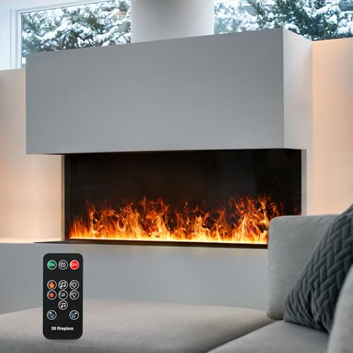 Mexhom Wasserdampf-Kamin, Fernbedienung, automatische/manuelle Wasserzugabe, Farbe der Flamme elektrischer Kamin, 50cm，Keine Heizung