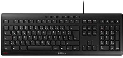 CHERRY Stream Keyboard, Kabelgebundene Tastatur, Deutsches Layout (QWERTZ), Flüsterleiser Tastenanschlag, Einzigartiges Tippgefühl, Flaches Design, Schwarz