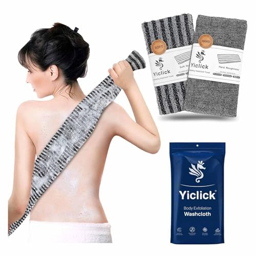 Yiclick 2 Stück Rückenschrubber Rückenbürste, Peelinghandschuh, Luffa Schwamm, Duschschwamm, Peeling Schwamm, Body Scrubber Loofah Sponge Bath Shower