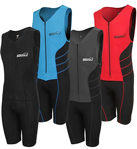 Deux Roues Triathlon-Anzug für Jugendliche, Rennsport, Tri-Radsport, Schwimmsport, Laufsport – Bonus Race Bib Belt (Blau, Jugend 12)