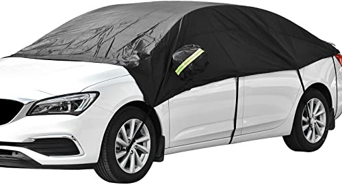 Queta Halbgarage Autoabdeckung, Autogarage Abdeckplane Phosphoreszierend Auto Halbgarage Frontscheibe Schutzhülle Schneeschutz UV-Schutz