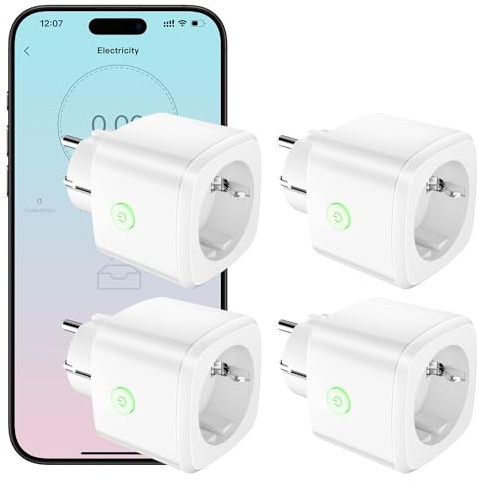 HBN Smart Steckdose mit Verbrauchsmessung, 4er Set Smart Home Wlan Steckdose mit APP Intelligente Schaltsteckdose, Sprachsteuerung & Timer, 10A, Nur 2,4GHz
