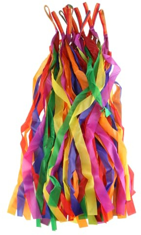 LUOEM 12 Schwungtuch Regenbogen-Tanzbänder für Kinder | Farbige Tanzbänder mit Stab, aus leichtem Material, geeignet für Kinder, Bewegungsspiele und Party