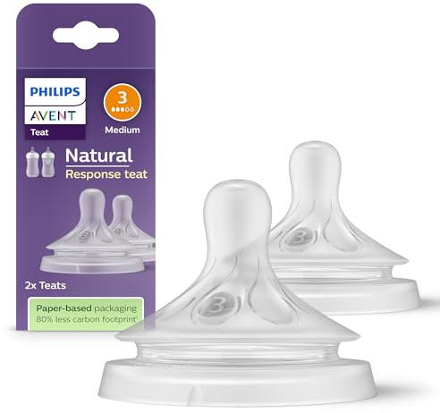 Philips AVENT Natural Response Sauger – 2x Sauger für Babyflaschen mit Durchflussstärke 3, für Neugeborene ab 1 Monat, BPA-frei (Modell SCY963/02)