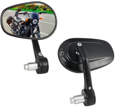 LOKLISUM Lenkerendenspiegel Motorrad E-geprüft, 360°drehbarer Motorrad Spiegel Rückspiegel, 7/8 22mm Seitenspiegel Universal Kompatibal mit E-Bike Roller ATV SV650 Z800 Z900 MT03