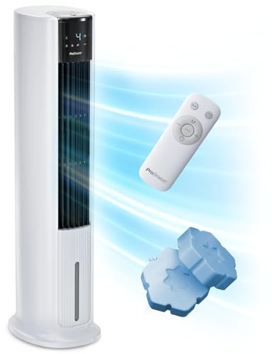 Pro Breeze OmniAir Turmventilator mit Wasserkühlung - Luftkühler mit Fernbedienung, 4 Modi, 4 Gebläsestufen - Ventilator leise - Mobile Klimaanlage ohne Abluftschlauch - Verdunstungskühler, 7L