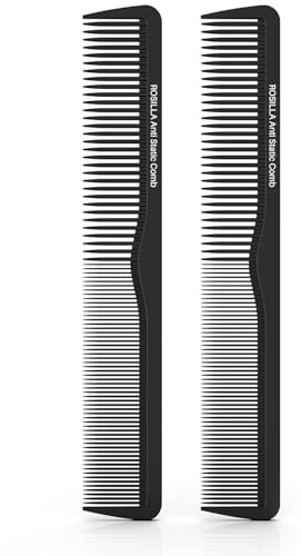 2er-Pack Carbon Kamm. Antistatisch, Bruchsicher und Geruchsneutral. Professioneller Friseur und Barbier Kamm Männer und Frauen von Rosila Haarkamm 18 cm