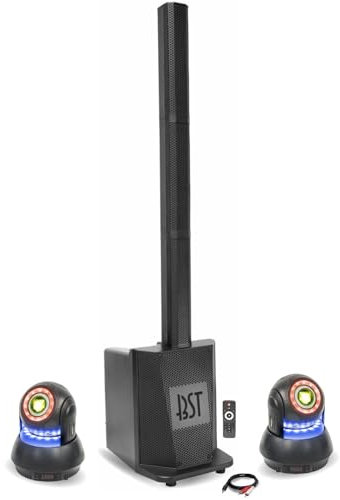 Ibiza - DJ-Sound-Lautsprecher-Set mit Subwoofer 480 W RMS 25 cm BST Megamax-Tower – 2 Spot-Scheinwerfer 30 W für Gobos – für Abend, Party-Atmosphäre