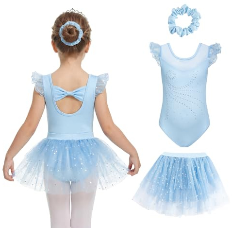 JiAmy Mädchen Ballett Set Tüll Glitzerrock Haarreif 100, Schwarz | Alter 3-4 Jahre, 90% Polyester 10% Elasthan, Strass-Oberteil, Paillettenrock, 3-teilig, atmungsaktiv, Handwäsche, Aufführung