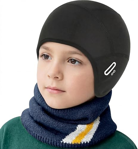 Hotcho Fahrradmütze Unter Helm, Helmmütze für Fahrradhelm Jungen Mädchen, Winter Fahrrad Kappe Winddicht Warm, Radmütze Fahrradhelm Mütze für Reithelm & Outdoor Sport 40-50cm