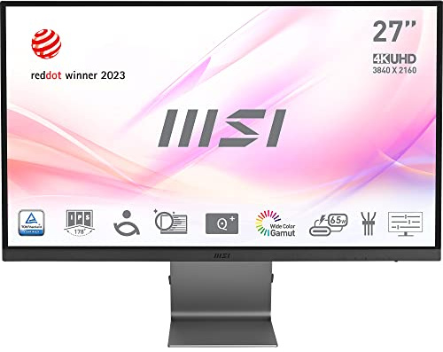 MSI Modern MD271ULDE 27 Zoll (69 cm) Flat LED Monitor, UHD (3840x2160), IPS Panel, USB-C 65 W, 60 Hz, 16:9, Adaptive-Sync, Grau