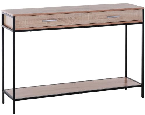 HOMCOM Industrielle Konsolentisch mit Schubladen 120x30x81,5 cm Eiche
