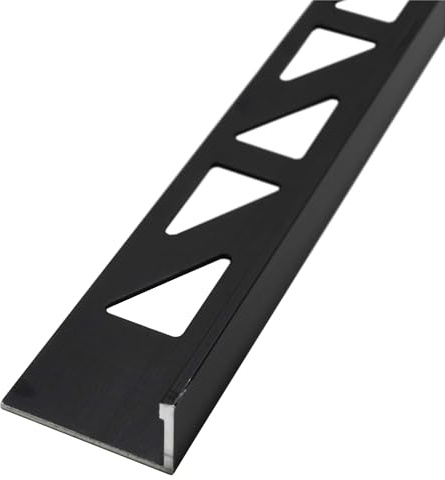 Dalsys Fliesenschiene Winkelprofil Aluminium (eloxiert) Schwarz 2m x 8mm, Fliesenprofil