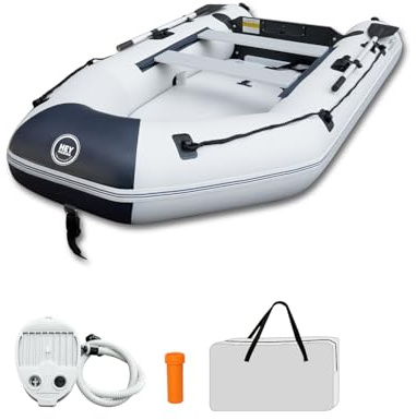 Schlauchboot Aufblasbares 3 m für 3–4 Personen – Wave, Motor geeignet, Freizeitboot, Paddelboot, Angelboot – Mit 2 Sitzbänken, Drop-Stitch-Boden, Paddel, Pumpe, Reparaturset & Tasche