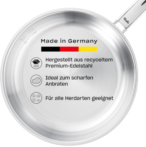 Fissler, Pure Collection Bratpfanne (Ø 28 cm), Edelstahl, unbeschichtet, Innenskalierung, Induktion, Made in Germany