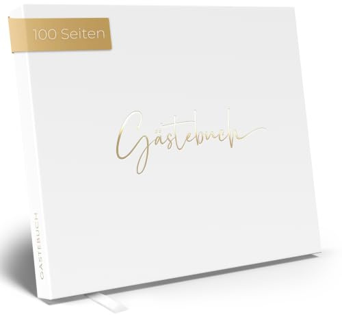 Love Notes Gästebuch Hochzeit, Geburtstag & Jeder Anlass, 100 Blanko Seiten | Hochwertiges Gästebuch für unvergessliche Erinnerungen, Edle Goldprägung, 21x23 cm, Ringbuch Hardcover, Weiß + Gold