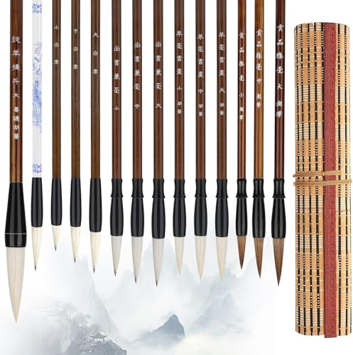 Linkstyle 14-teiliges Kalligraphie Pinselset, Chinesische Japanische Sumi-Pinsel für Tinte, Kalligraphie und Aquarell