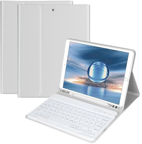 Tastatur Hülle für IPad 9/8/7th Gen 2019-2021 Air 3 Gen 2019/Pro 10.5 2017 | Magnetisch Bluetooth Abnehmbare QWERTZ Deutscher Tastatur mit Schützhülle mit Stifthalter für iPad 10.2 Zoll (Grau)