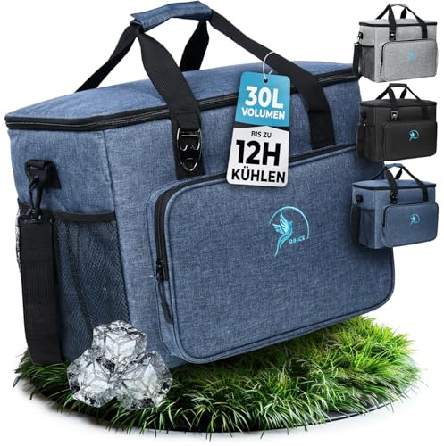 Obics® Kühltasche 20L & 30L (faltbar) 10-12 Stunden kühlen - isolierte Einkaufstasche & Lunchtasche mit Flaschenöffner & Auslaufsicherem PEVA-Material für Arbeit, Büro, Picknick, Einkaufen & Baustelle