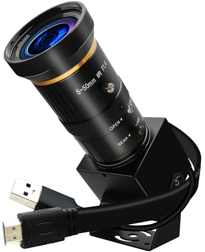 ELP USB-Kamera 4K 60fps HDMI Zoom Manuell 5-50mm 10X Webcam PC Computer H.264 Industrie Sicherheit