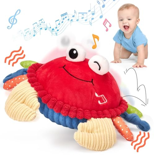 hahaland Krabbe Baby Spielzeug 6 8 9 10 12 Monate, Musikalische Krabbelspielzeug, Crawling Crab Tummy Time Toy, Spielzeug ab 6 Monate fürs Krabbeln Lernen, Baby Geschenk Babyspielzeug ab 1 2 Jahre