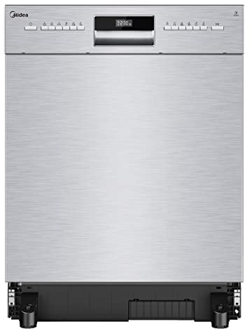 Midea Geschirrspüler Unterbau 60cm Spülmaschine Einbau 14 Maßgedecke | Verstellbarem Oberkorb, WLAN App-Steuerung, Startzeitvorwahl, 47 dB, Extra Trocknung, Halbe Beladung, AquaStop, 7 Programme