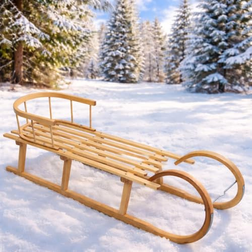 Best for Kids – Holzschlitten | Hörnerrodel 120 cm mit Rückenlehne | Hörnerschlitten | Schlitten Kinder Holz | Kinderschlitten aus Holz | Perfekt für Winterabenteuer bis 200 kg