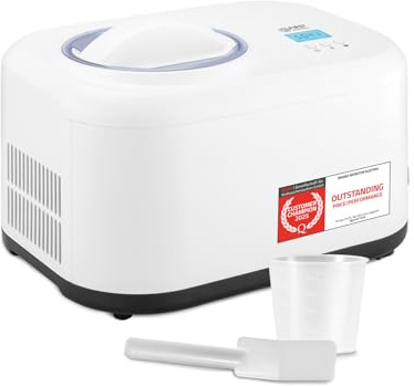 TZS First Austria - Eismaschine 1L mit Kompressor 3 in 1 - Ice Cream Maker 100W selbstkühlend für Frozen Joghurt, Sorbet & Eiscreme - Kleine Speiseeismaschine inkl. Messbecher & Spatel - Weiß