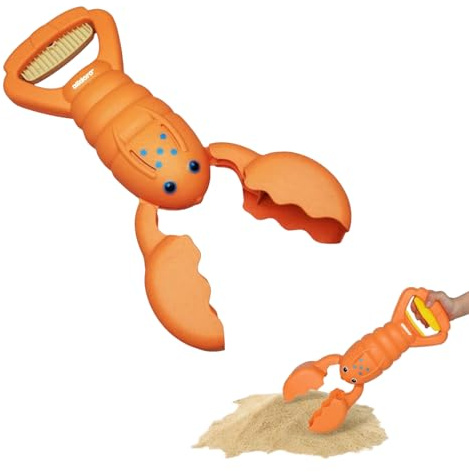 alldoro Sandgreifer Hummer orange, Sandkasten-Krabbe als Schaufel, 34 cm | Sandspielzeug für Kinder ab 3 Jahren, zum Buddeln & Greifen, für Strand, Sandkasten & Spielplatz, Kunststoff-Weizenstroh-Mix