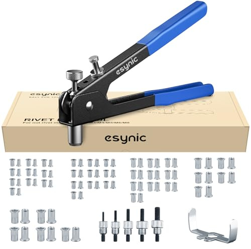 eSynic Nietzange Set 86 Stück Nietmutternzange Set Gewindenietzange Nietpistolen Werkzeug Gewinde Blindnietzange Popnietenzange Einnietmutternzange M3 M4 M5 M6 M8 Dorne und 80pcs Blindnietmuttern