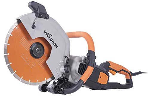 Evolution R300DCT+ Betonsäge Elektrische Steinsäge 2400W Nass-/Trocken Steinschneidemaschine Staubfreies Schneiden mit Staubunterdrückung 300 mm Scheibendurchmesser Sägeblatt, 115 mm Schnitttiefe