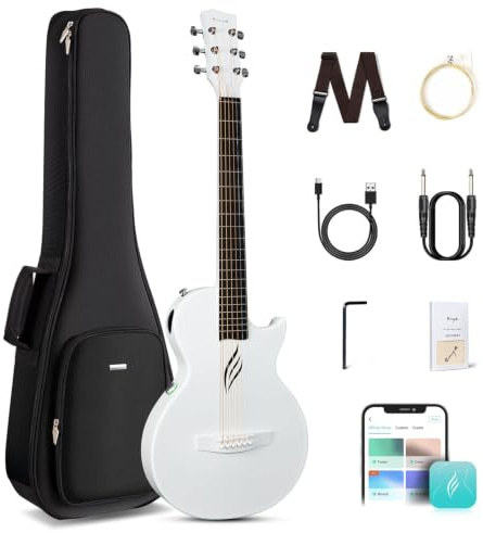 Enya Akustik-E-Gitarre Nova Go SP1 Elektroakustische aus Kohlefaser 35'' | AcousticPlus Tonabnehmer/Zubehör/ Reisegitarre für Erwachsene, Anfänger(Blau)
