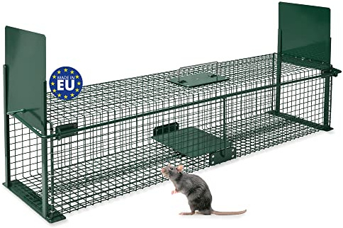 Moorland Lebendfalle Kastenfalle extra groß mit 2 Eingängen Marder Ratten | 100x25x25cm für & Katzen tierfreundlich robust & wetterfest 100x25x25 Marderfalle Tierfalle ratte Safe 5007