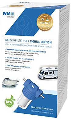 WM aquatec – Wasserfilter Set Mobile Edition zur Vorfiltration bei der Frischwassertank-Befüllung von Wohnmobilen, Caravans & Booten – filtert Rost, Sand & Schmutzstoffe im Wasser effektiv heraus