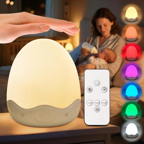 Led Lampe Nachttischlampe Touch Dimmbar 3600mAh,Tischlampe 10 RGB Farben | Nachtlicht Kinder,Stilllicht,Timer,Fernbedienung,Tragbar,USB Aufladbar,Kabellos,Erstausstattung Neugeborene,Baby Geschenke