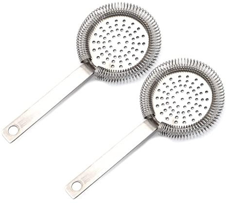 Professional Barsieb für Cocktails aus Poliert Edelstahl Cocktailsieb passend auf alle Shaker Hochwertiges Barzubehör Cocktail Hawthorne Strainer Barman Throwing Cocktail (2 Stück)