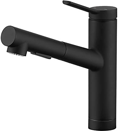 CREA Wasserhahn Küche, Küchenarmatur mit Ausziehbarer Brause,Matt Schwarz