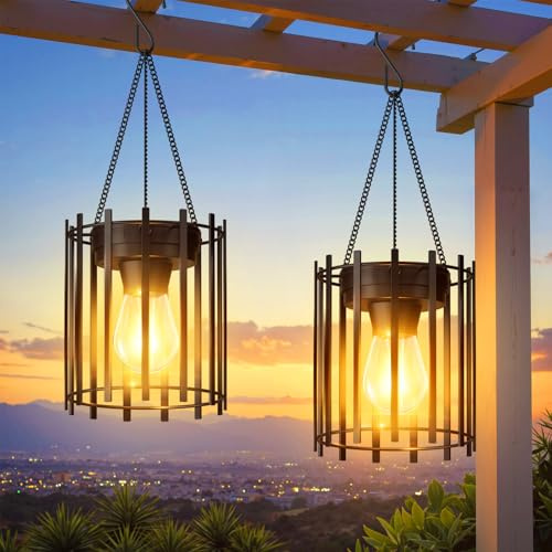 RECHOO Solarlampen für Außen Hängend, 2 Stück, IP65 Wasserdicht, Gartendeko