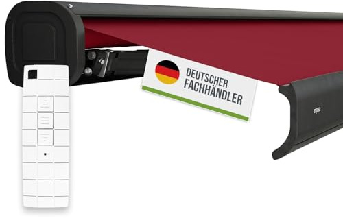 empasa Elektrische Kassettenmarkise 'Classic' Gelenkarmmarkise Markise Sonnenmarkise Sonnenschutz, komplett vormontiert, Farbe:weinrot, Größe:3 x 2.5 m