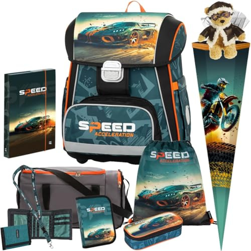 Generisch Auto - Speed Acceleration - Race - OxyBag PREMIUM Schulranzen-Set (10 teilig mit Sporttasche und Schultüte)