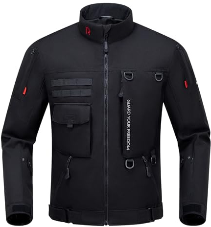 RIDEIRON Motorradjacke Herren Winter CE Class A mit Schulter- und Ellenbogenpolstern(CE-2),herausnehmbarem Innenfutter winddichtem Motorradschutz Schwarz-M