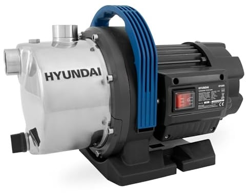 HYUNDAI Gartenpumpe GP12050 | 1200 W, Fördermenge 5.000 l/h | Förderhöhe: max. 50 m, Ansaughöhe: max. 8 m | Edelstahl-Gehäuse | Wasserpumpe