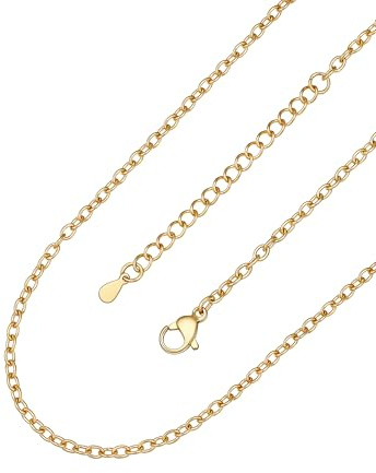 ChainsPro Halskette Damen，Ohne Anhänger Gliederkette Edelstahlkette in Silber, Gold, Schwarz & Roségold, Wasserfest, Hautverträglich & Langlebig, Breite 2mm Lang 46-76cm + 5cm
