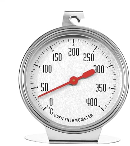 Thermometer für Elektroherd Ofenthermometer für Backofen 7 cm Messbereich 0°C bis 400°C Edelstahl Ofenthermometer mit großem Zifferblatt zum Backen BBQ & Kochen