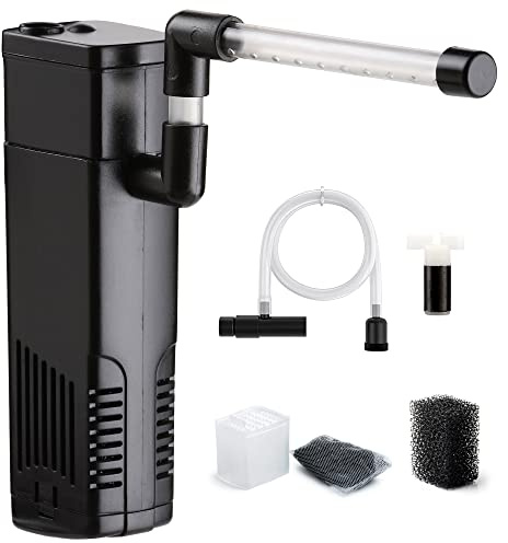 NICREW Aquarium Innenfilter, Einstellbarer Durchfluss Aquarienfilter mit Wasserpumpe für Aquarium von bis 20L, Leise, 3,5 W