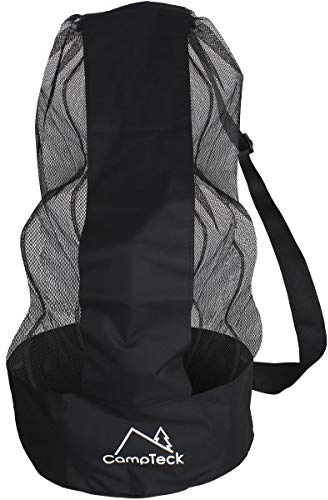 CampTeck U7081 Ballnetz Balltasche Fussballtasche Polyester Ballsäcke mit Kordelzug und Schultergurt (12-15 Bälle) - Schwarz